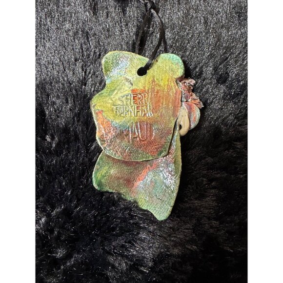 Sherri Barnhart Handmade Ceramic Angel Ornament With Intricate Textured Design - Picture 4 of 7